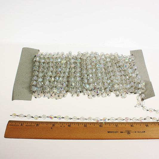 8mm AB Bead Linkage w/ Silver Connectors, 1 Meter