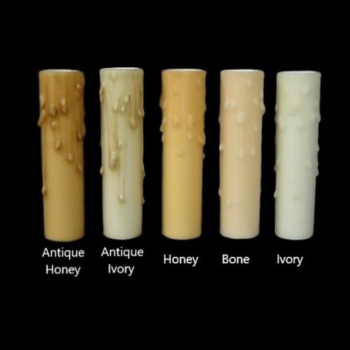 Antique Honey Beeswax Candle Cover w/ Drip, Candelabra Base
