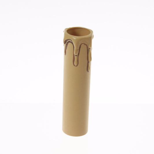 4'' Almond Plastic Candle Cover w/ Antique Drip, Candelabra Base