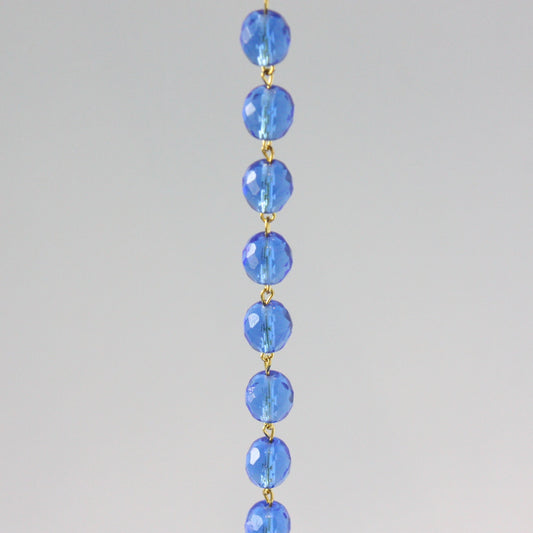 Czech Colored 12mm Faceted Round Bead Chain, 1 Meter